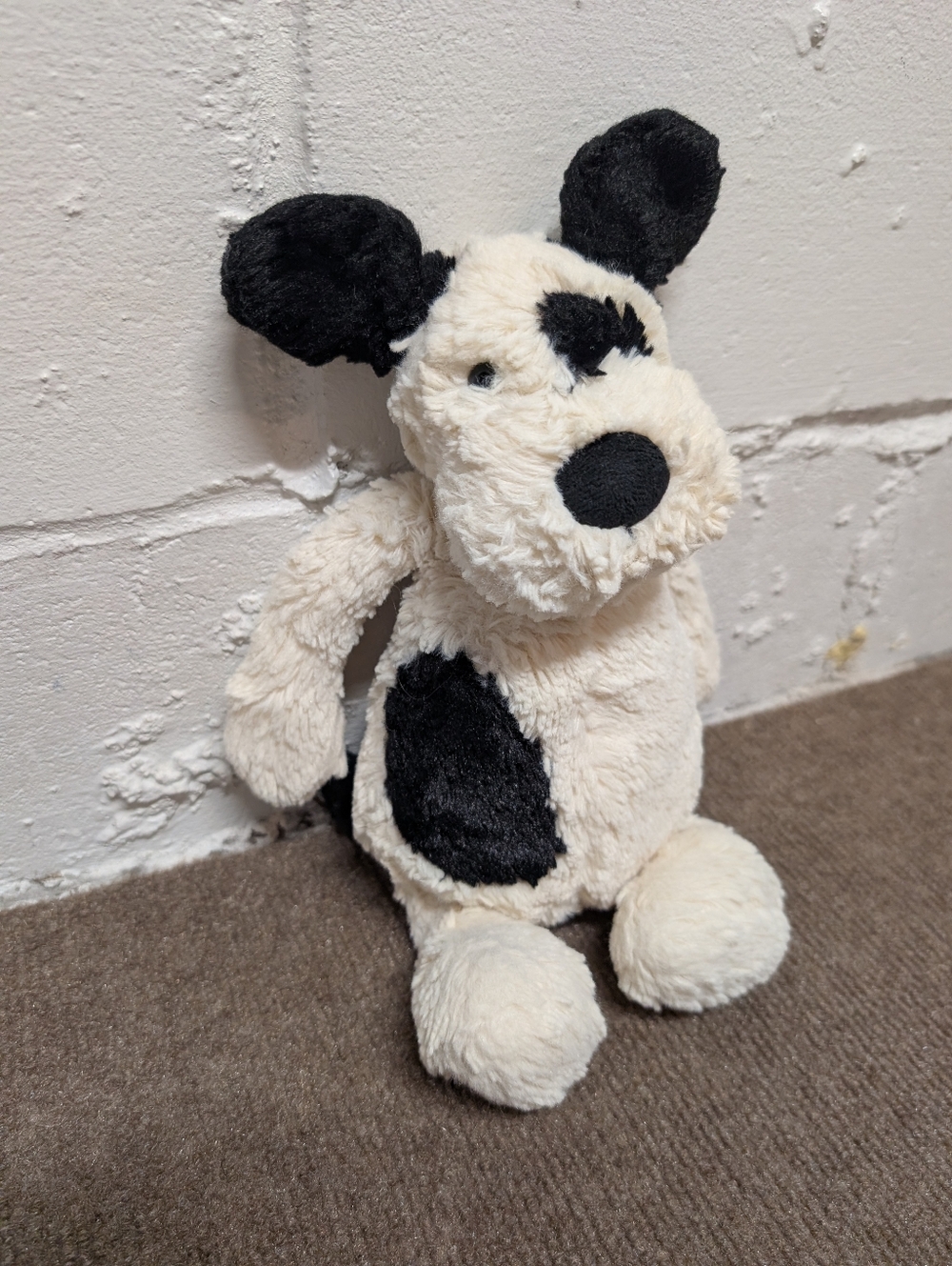 JELLYCAT Bashful Plush Black White Puppy Dog Stuffed Animal 12'' - Picture 3 of 8